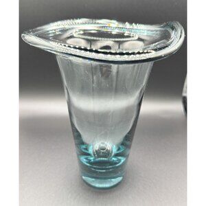 Vicke Lindstrand For Kosta Boda Chanterelle Ombre Blue Folded Rim LH 1024 Vase